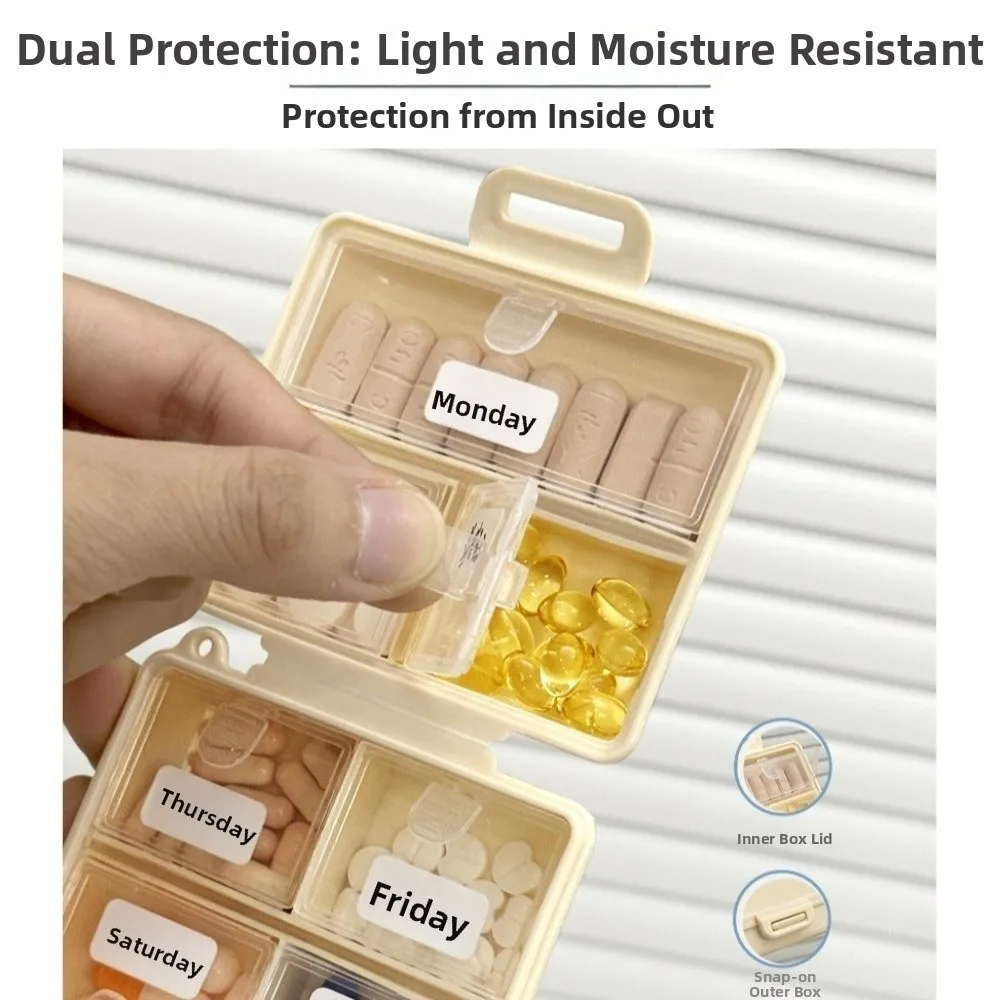 New 7 Grids Weekly Pill Organizer Large Capacity PP Medicine Case Separate Storage Moisture-Resistant Pill Dispenser for Travel