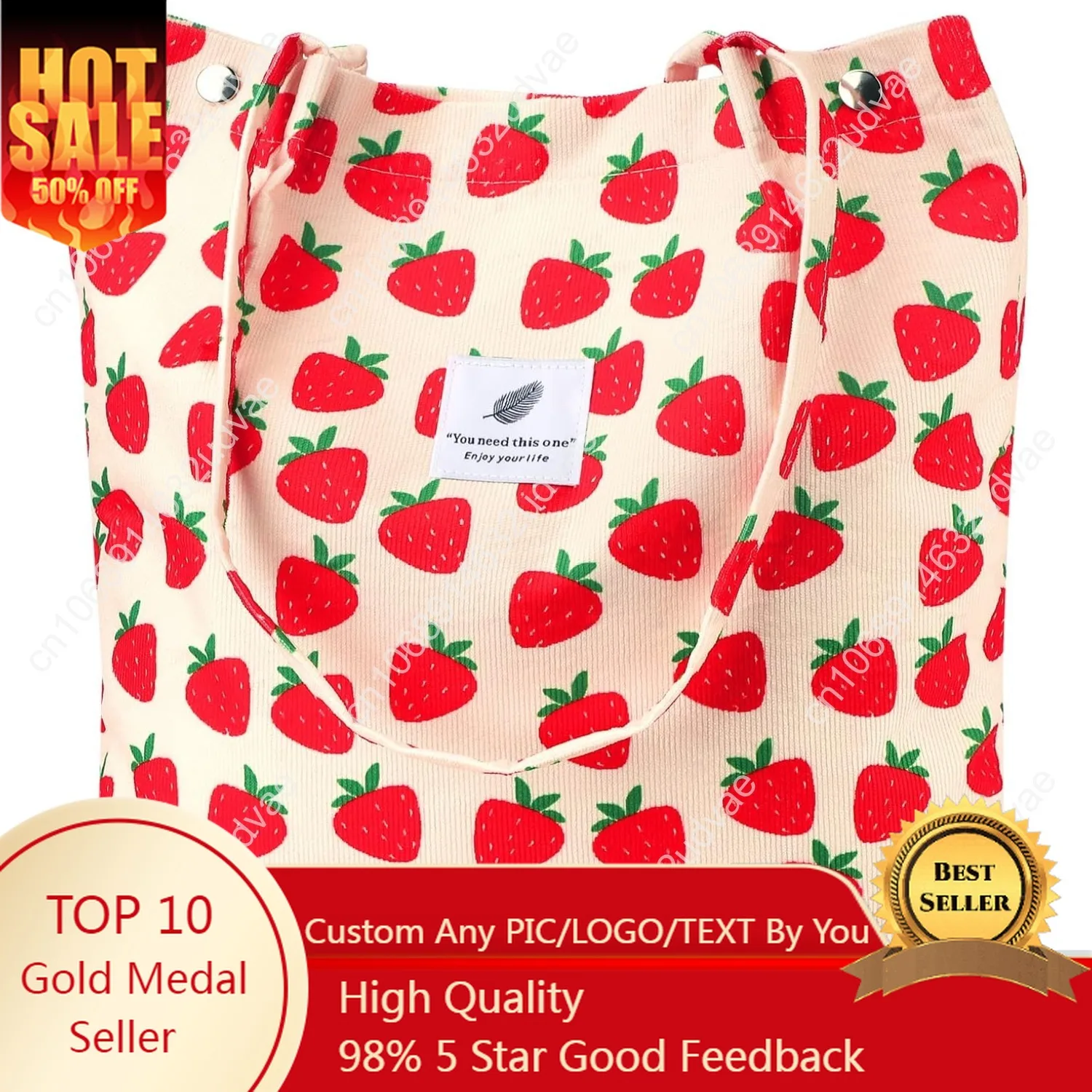 

Ayieyill Corduroy Tote Bag for Women Canvas Shoulder Cord Purse with Inner Pocket