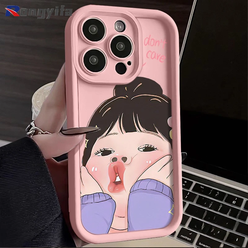 Funny Comic Girl Case For Samsung Galaxy S24 S23 S21 Plus Ultra S20 FE S24+ S23+ S22+ S21+ Silicone Phone Case Cute Girl Cases