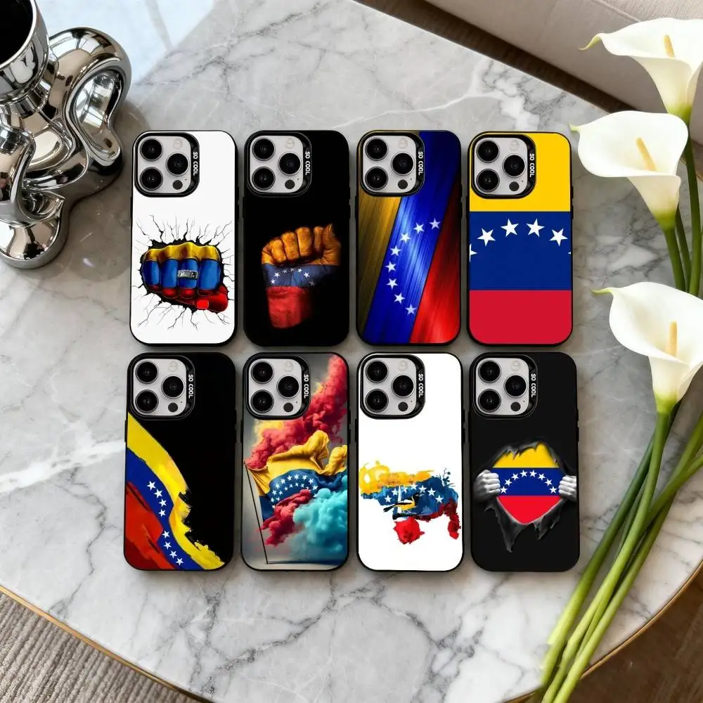 

V-Venezuela-A F-Flag-G Phone Case For iPhone17,16,15,14,13,12,11 Plus,Pro Max Black Candy silver phone case
