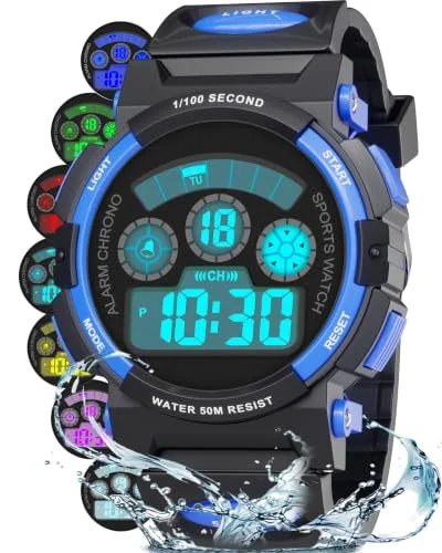Socico Children LED Electronics Digital Watch Chronograph Clock Sport Watches 5Bar Waterproof Kids Wristwatches For Boys Girls