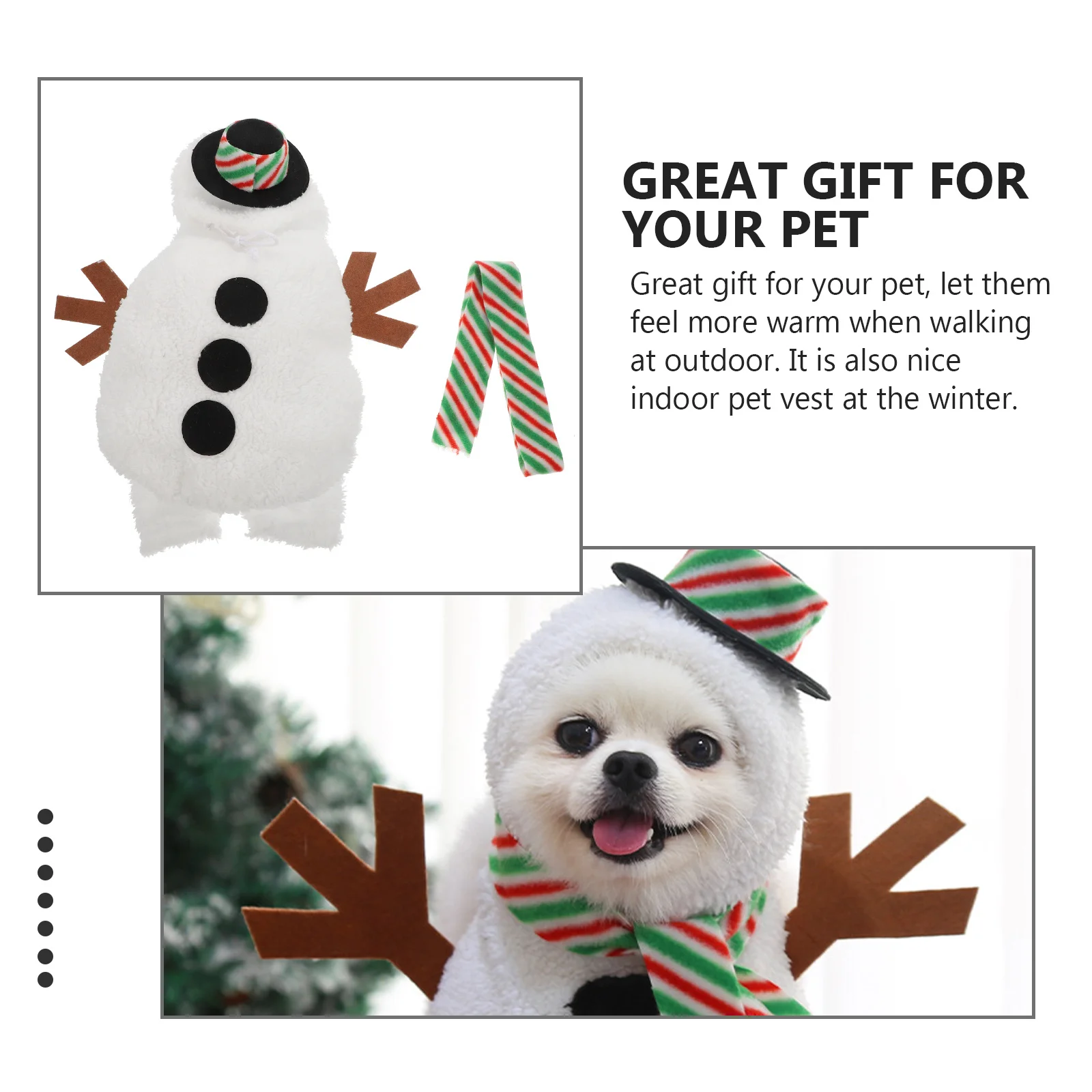 

1Pcs Dog Warm Clothes Xmas Pet Snowman Design Winter Outdoor Puppy Comfortable Warm Clothes Snowman Design Pet Outfit
