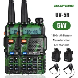 Baofeng-Walkie Talkie de Longo Alcance, Camuflagem, Rádio Remoto, Dual Band, VHF, UHF, Presunto, Comunicador, Poder 5W, UV 5R, 2Pcs