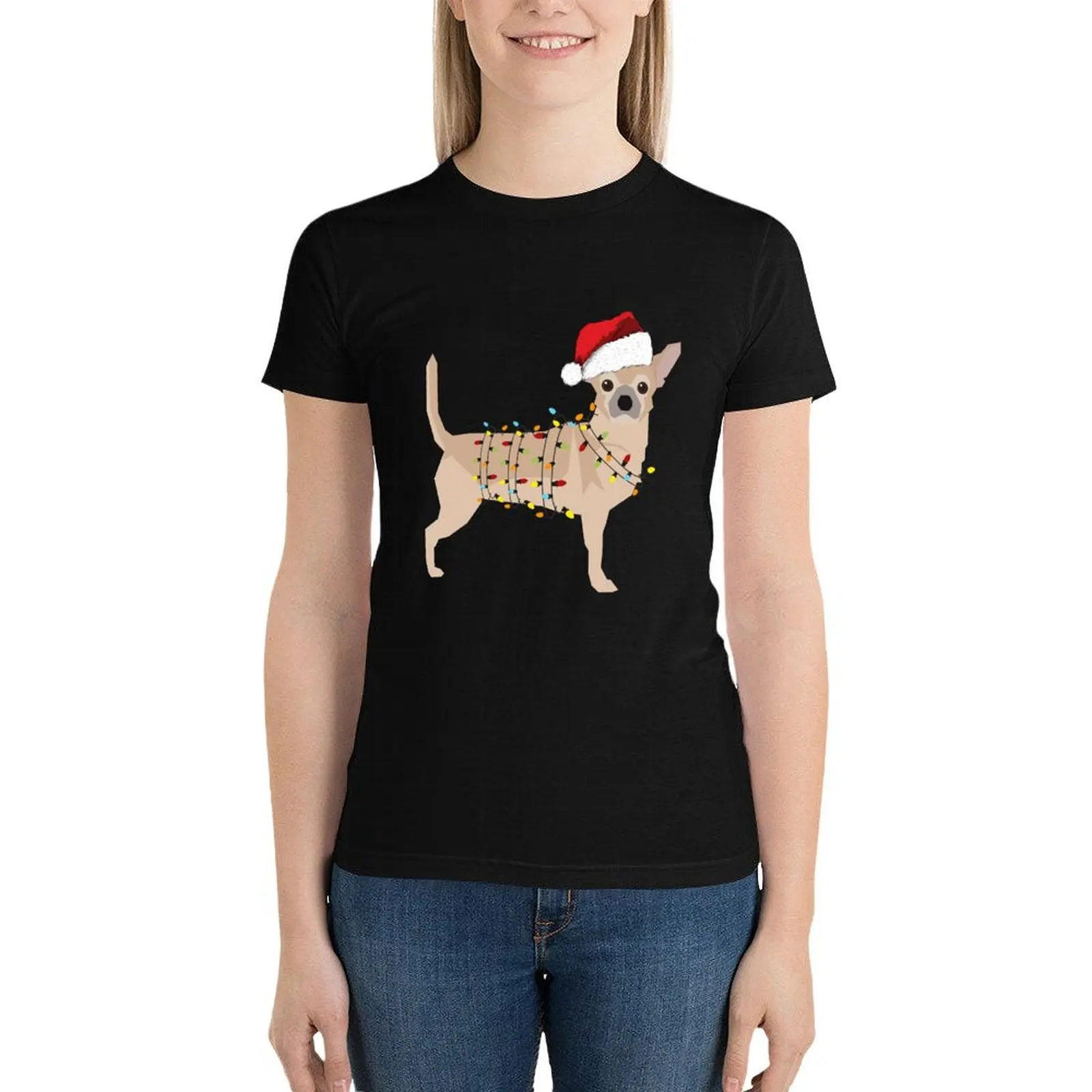 

Chihuahua Holiday Christmas Light T-Shirt Female clothing aesthetic clothes Womens graphic t shirts