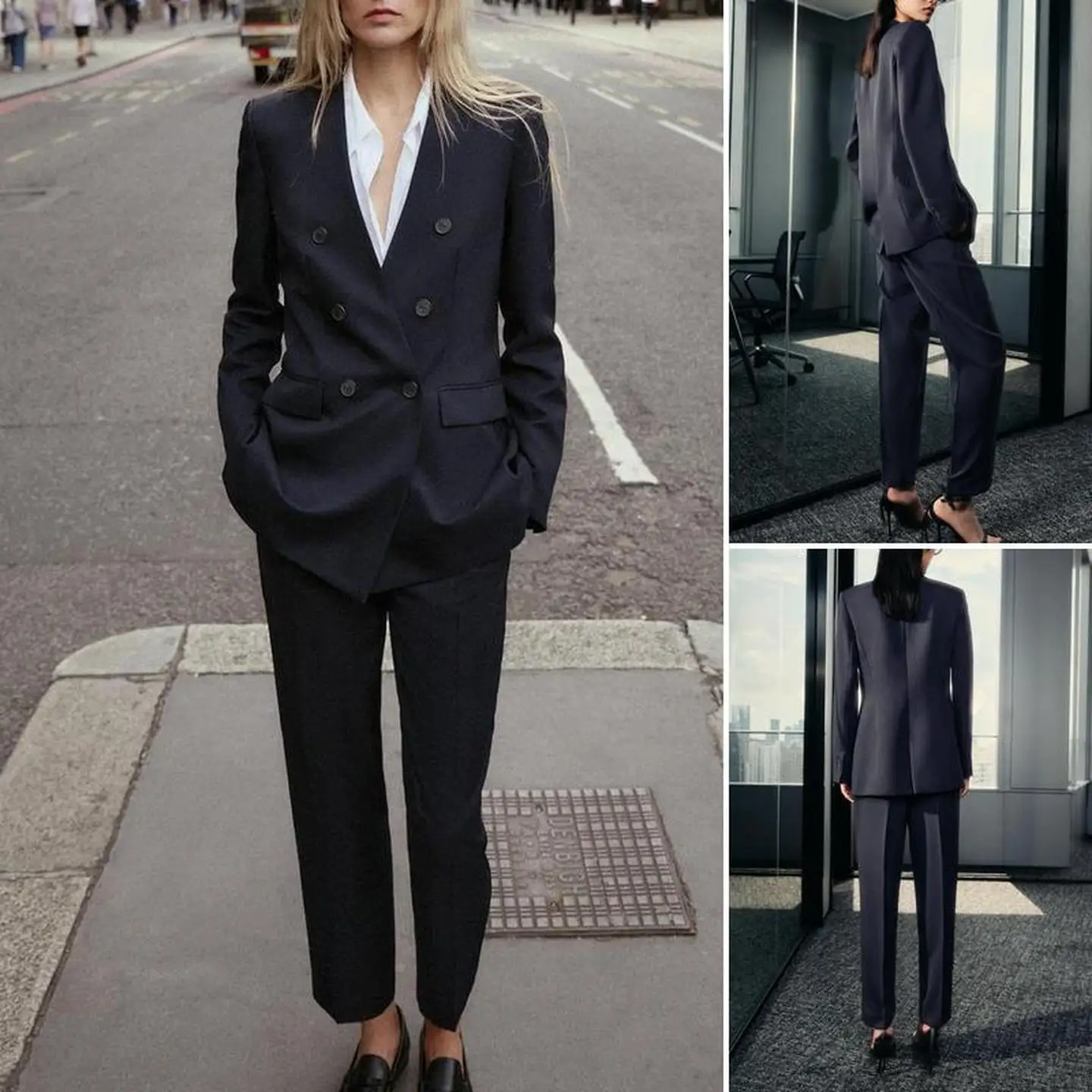 

Ранняя осень, костюм без воротника, дэт, брюки с высокой талией, простой женский деловой повседневный костюм