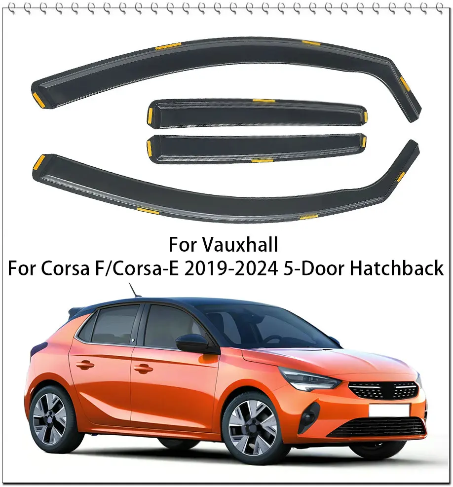 New Thicker For Vauxhall For Corsa F/Corsa-E 5-Door Hatchback 2019-2024 Wind Deflectors Tinted