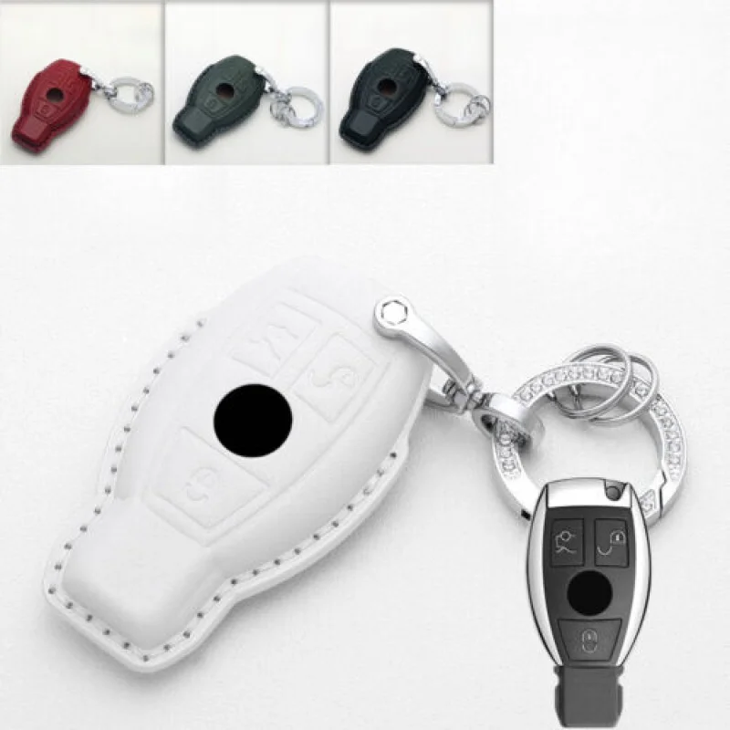 

A + чехол для автомобильного брелока из натуральной кожи для Benz C300 C350 GLC GLK CLS GLA CLA