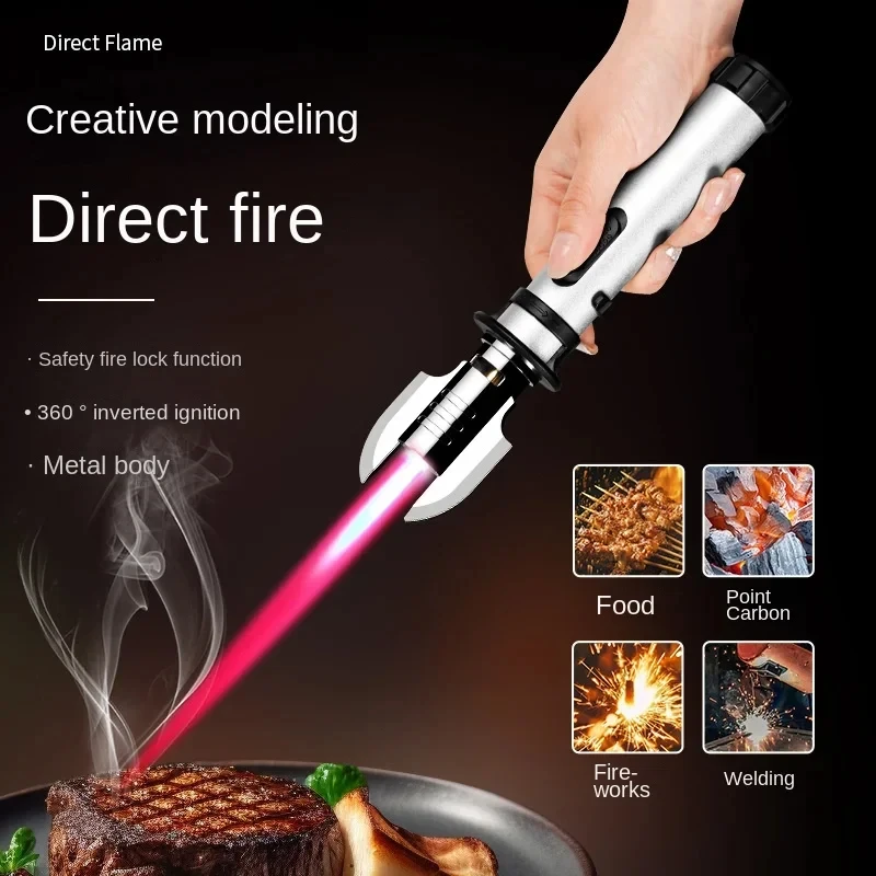 New Kitchen Outdoors Torch Flame Jet Gas Lighter Cigarette Smoking Accessories Windproof Turbo Metal Welding Cigar Ignition Guns