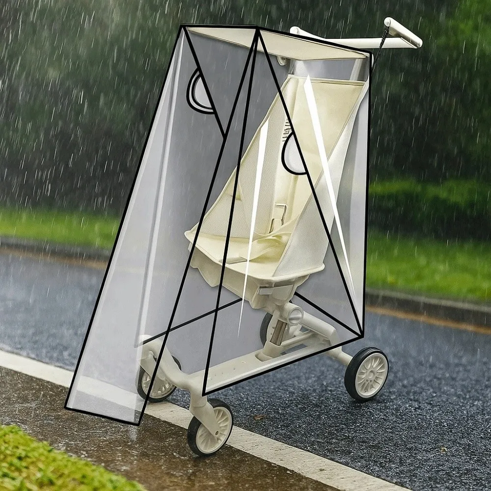 

Transparent Baby Umbrella Stroller Rainproof Cover Windproof Travel Pocket Stroller Rain Cover Waterproof Nobstructed View