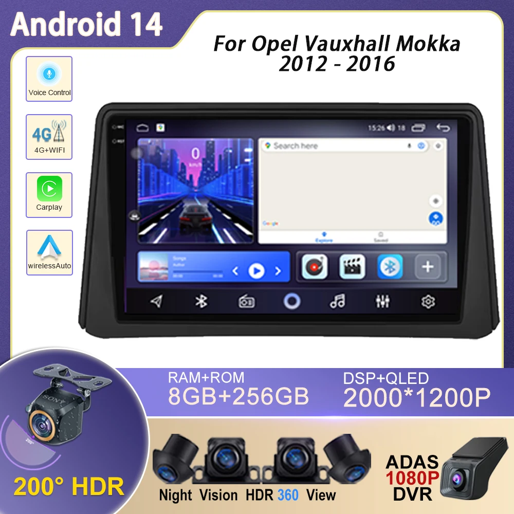 

Multimedia Video Player Car Radio For Opel Vauxhall Mokka 2012 - 2016 Auto Touch Screen GPS Navigation Wireless Carplay DSP CPU