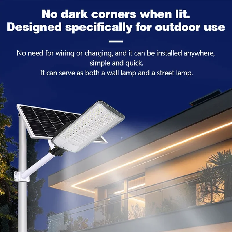 12000W Solar Street Light Outdoor LED Wide Angle Lamp with Motion Sensor Durable Weatherproof Outdoor Lighting