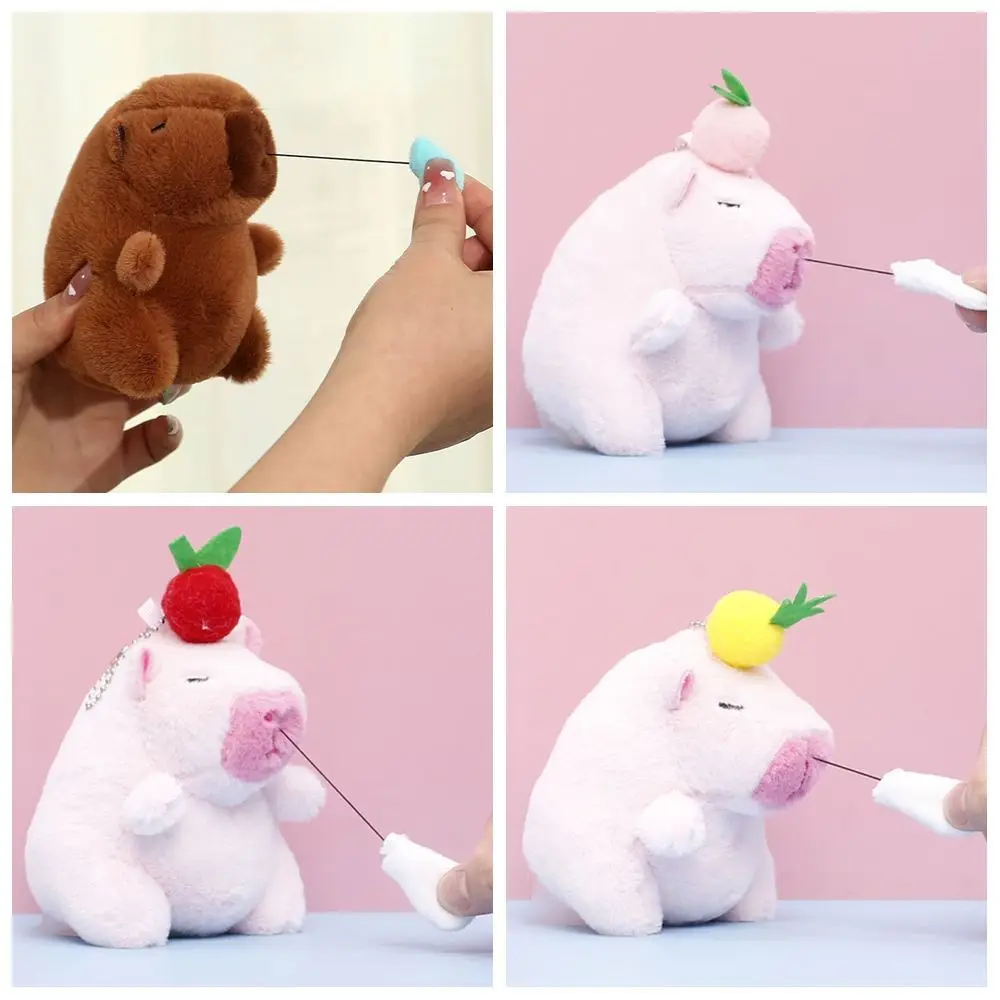 Beads Chain Fluffty Animal Doll Kids Toy Drawing Snot Plush Capybara Doll Pink Brown Cute Cartoon Capybara Doll Accessories