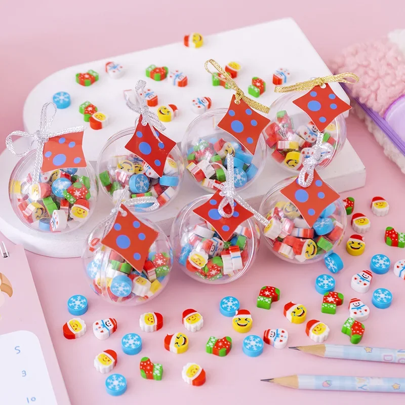 Gomas de borrar de Navidad para niños, papelería Kawaii, novedad, árbol de Papá Noel, Mini Escuela de goma, suministros de oficina bonitos, 20 unids/lote por caja
