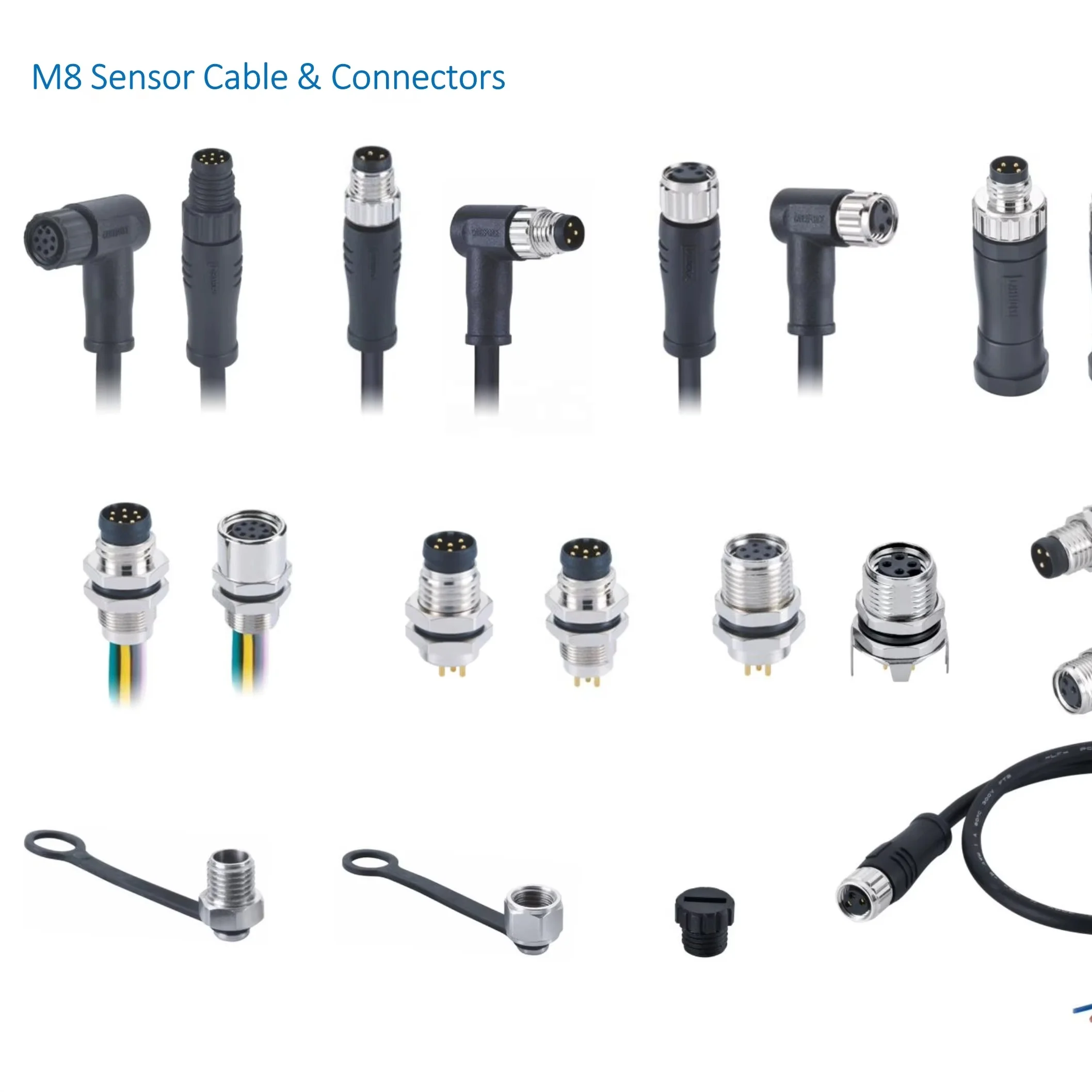 China Factory Price M8 a Code Male Female 3 4 5 6 8 Pin IP67 Sensor Connector Molded Cable