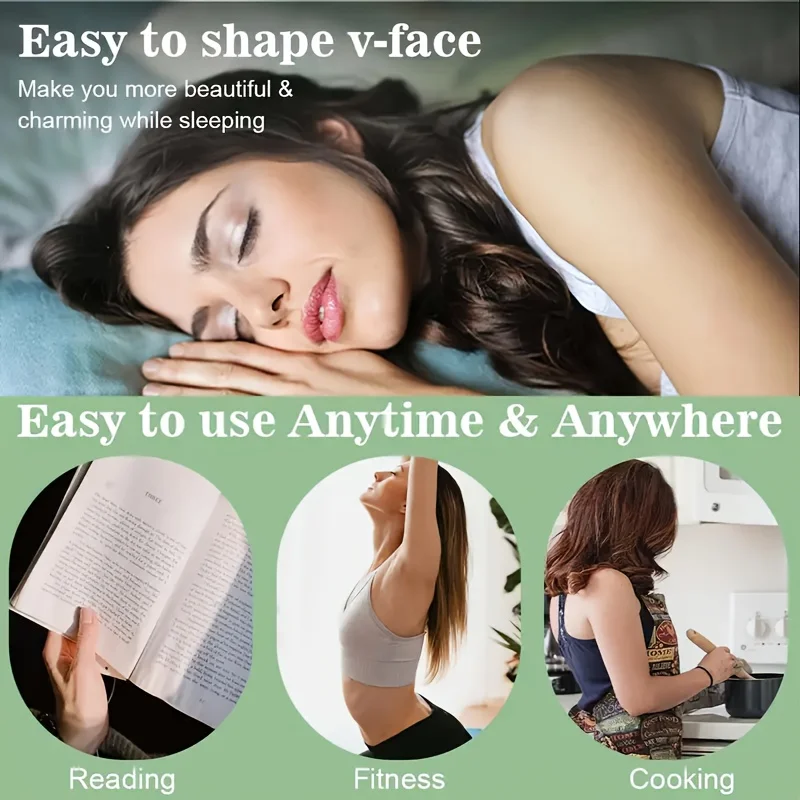 Máscara de elevação facial em forma de V ajustável – Anti-alérgica, respirável, reutilizável, redução de queixo duplo e tiras modeladoras de mandíbula