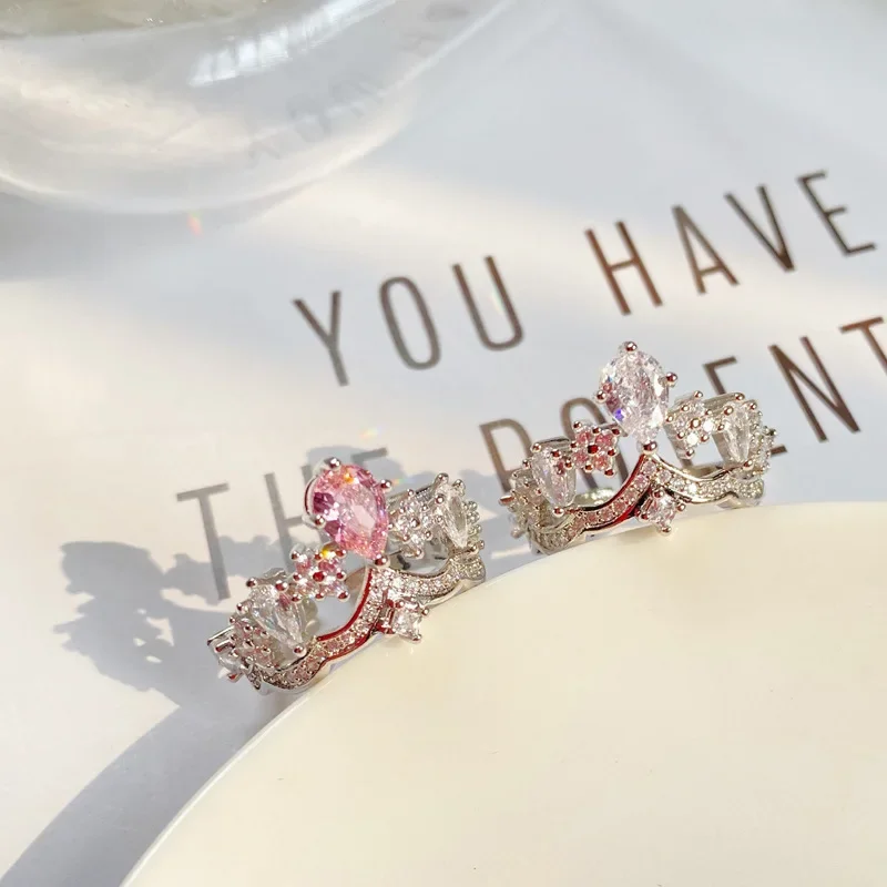 

MDLFES Moissan Diamond Style Цветной драгоценный камень автора розового драгоценного камня кольцо для женщин ins легкая роскошь