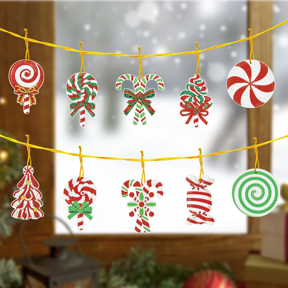 Porte-clés peinture diamant, 10 pièces, mignon, bricolage, perceuse de forme spéciale, pendentif strass, ornements suspendus 5D pour accessoires d'artisanat d'art