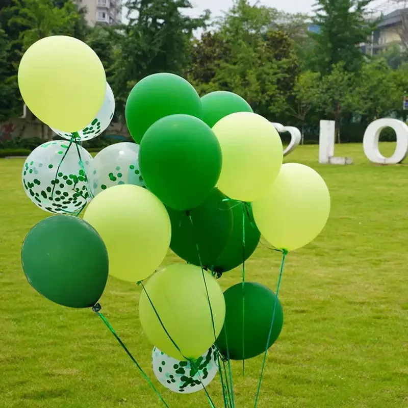 Conjunto de balão espessado verde Foto de graduação ao ar livre, Baby Birthday Layout Scene, Decoração de festa de piquenique