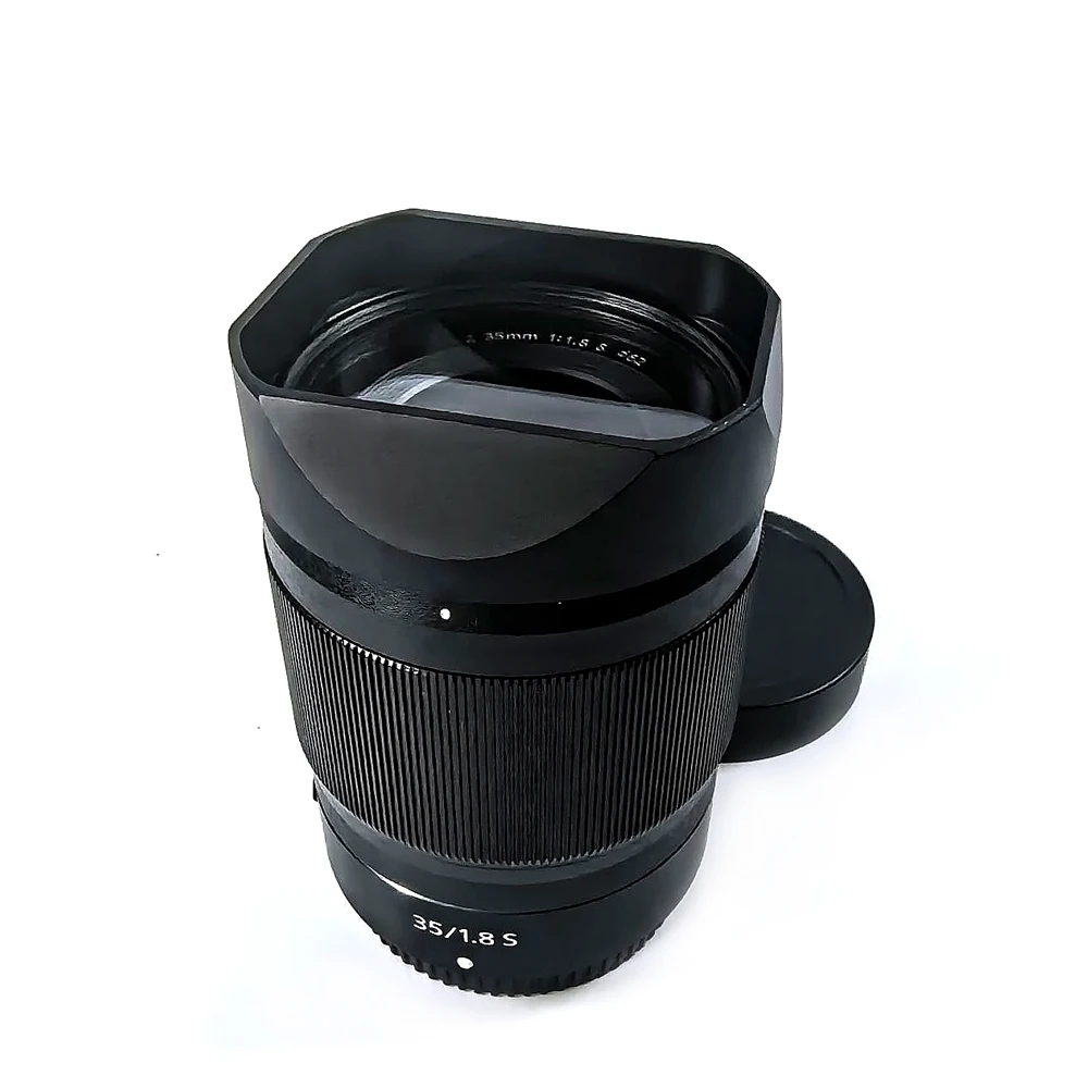 Design para Nikon NIKKOR Z35mm F1.8S Capa de lente quadrada de baioneta de alumínio vem com tampa de metal