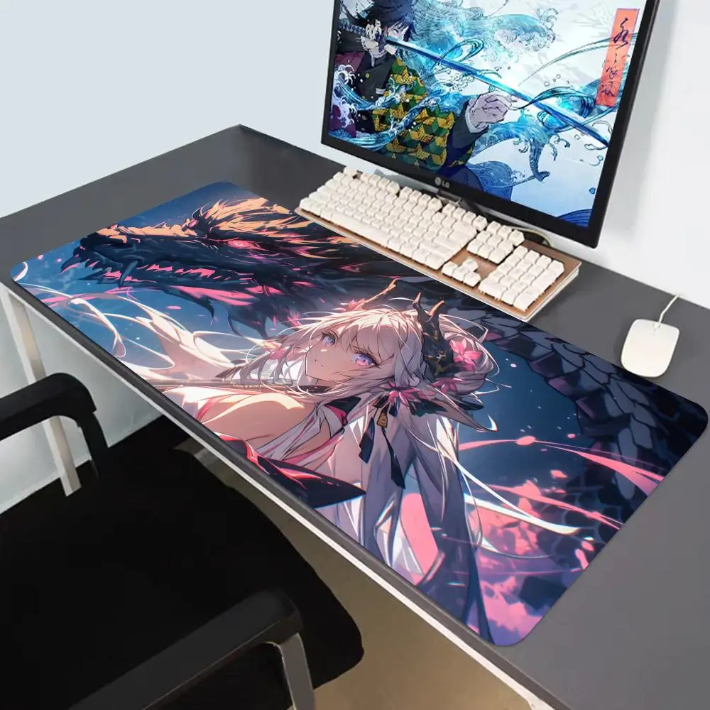 Anime Dragon Girl Mouse Pad XXL Gaming Accessories Office Gamer Keyboard Cartoon Desk Mat Non-Slip Laptop Large Rubber Mousepad