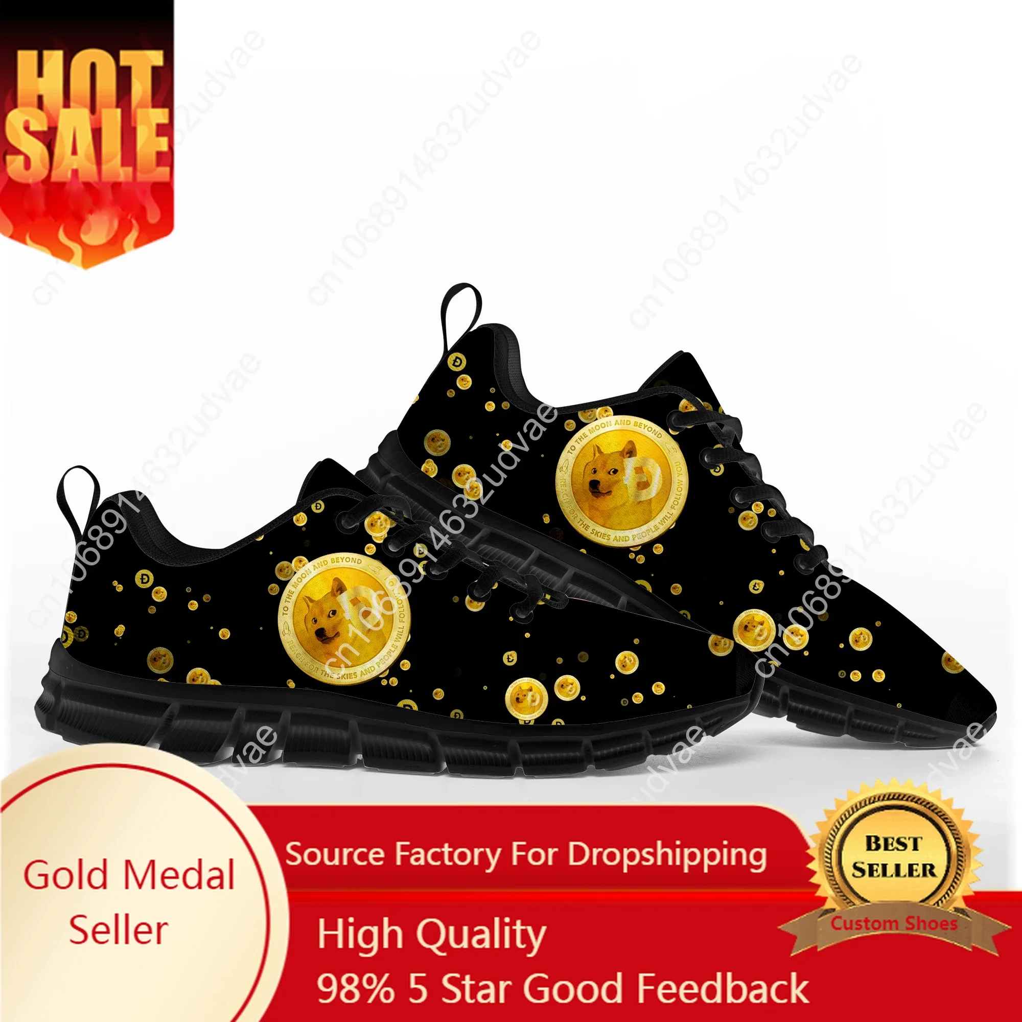 Dogecoin Crypto Currency Dog Coin Miner Sports Shoes Mens Womens Teenager Kids Children Sneakers Custom High Quality Couple Shoe