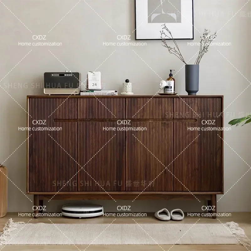 Chinese living room walnut solid wood shoe cabinet household integrated multi-layer large-capacity entrance entrance storage