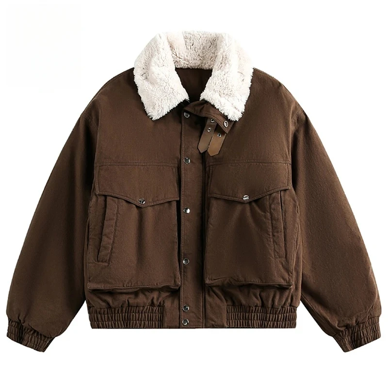 

Зимние куртки мужские утепленные парки пальто винтажные свободные стеганые куртки с большим карманом куртки с меховым воротником верхняя одежда унисекс