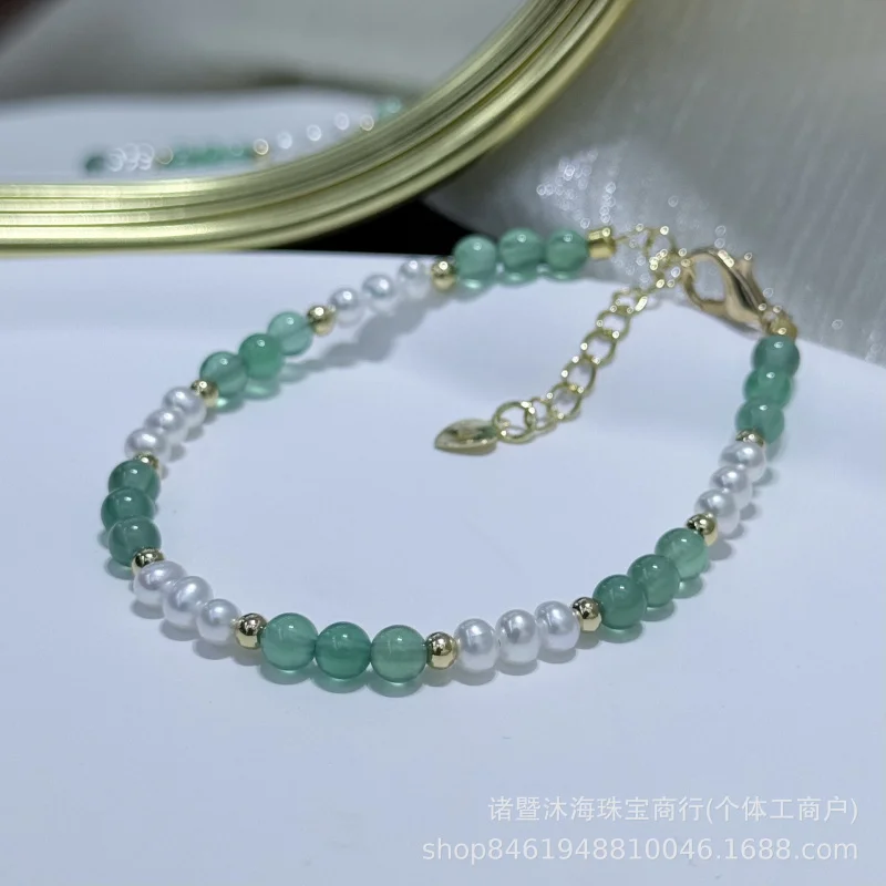 

Aventurine Bead Bracelet Zhuji Natural Freshwater Pearl 3-4Mm Cool S925 Silver