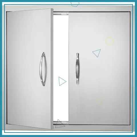26x24 Inch Double Outdoor Kitchen Door, Stainless Steel Flush Mount BBQ Access Door for Island Grilling Station Cabinet, Silver