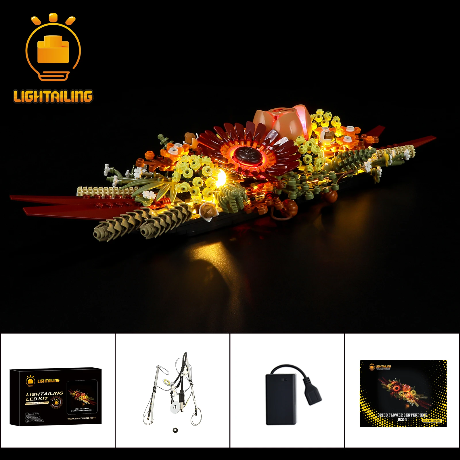 

LIGHTAILING LED Light Kit for 10314 Dried Flower Centerpiece Building Blocks Set (NOT Include the Model) Toys for Children