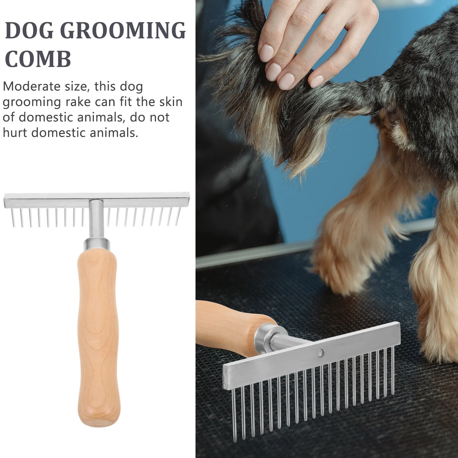 

Grooming Rake Brush For Dogs Fine Grinding Metal Comb Tooth Smooth Surface Comfortable Handle Dog Hair Rake Pet Deshedding