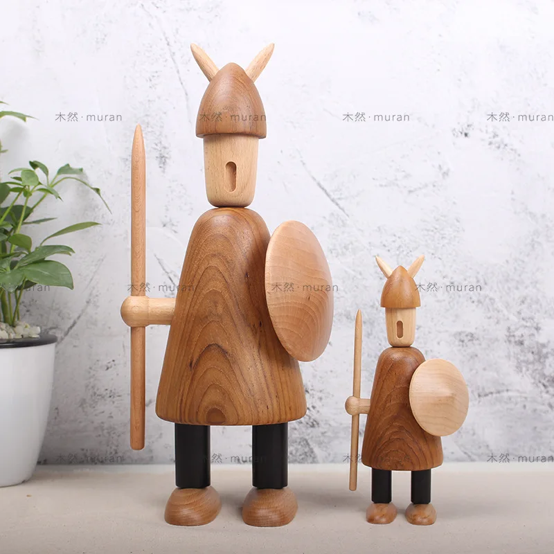 

Nordic Danish puppet handicrafts ornaments Viking soldiers wooden home creative gifts European home decorations