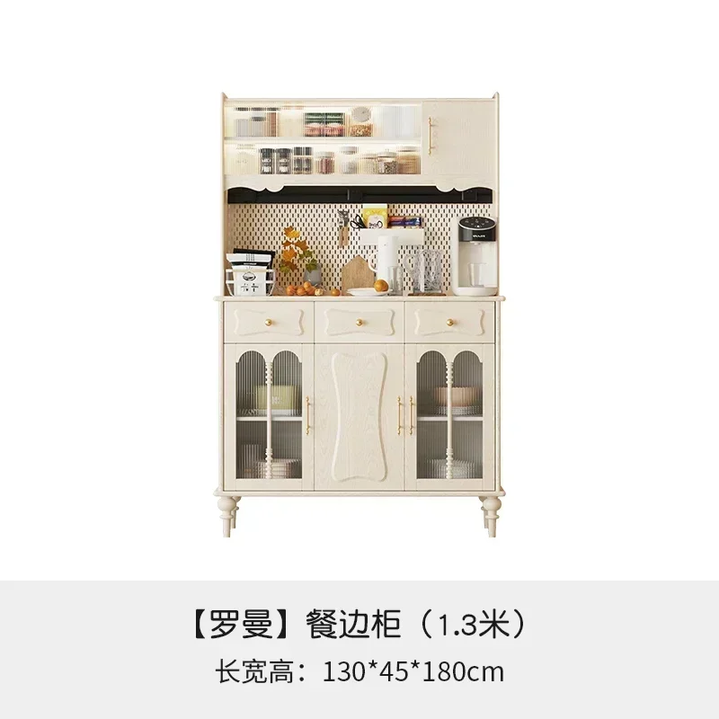 

Новинка ZQ: Американский боковой шкаф для хранения из массива дерева, высокий боковой шкаф в стиле французского ретро, декоративный шкаф для гостиной, цвет кремовый, модель S03