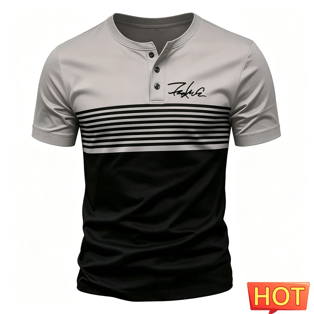 Summer Simple Men's Henley Shi - огляд і ціна Mens Fashion Streetwear