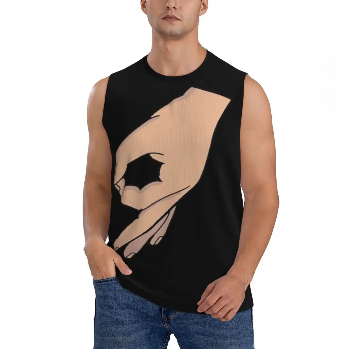 Circle Game Hand Gotcha Meme Made You Look Men Sleeveless Tank Tops Quick Dry Breathable Gym Fitness Running Summer Sport Vest