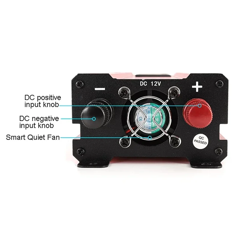 Power Inverter 4 USB Interface Transformer 1200W 12V/24V to 220V LED Car Converter Charger Adapter Modified Sine Wave