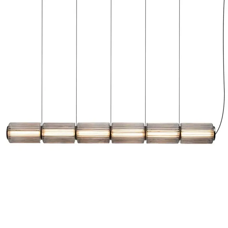 

2025 Light luxury smoky grey glass chandelier, dimmable, round metallic lustre, suitable for living room, dining room decoration