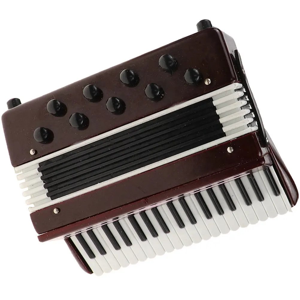 Mini Accordion Basswood Handmade Simulation Ornament for Home Mini House Micro Landscape Decorative Musical Instrument Accent
