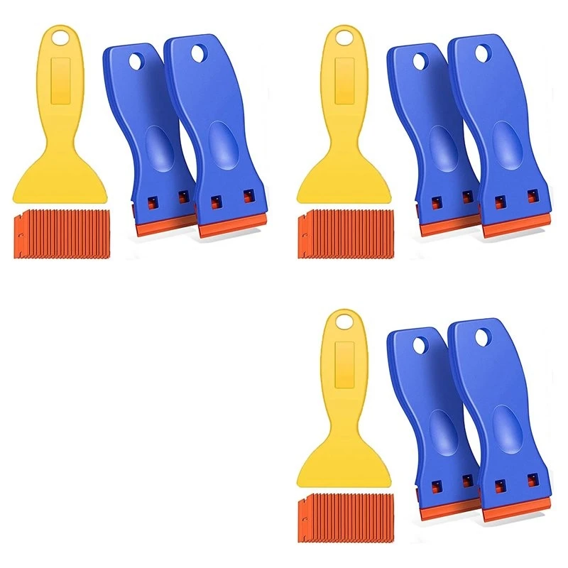 9Pack Plastic Razor Blades Scraper Tool No Scratch Sticker Removal Scraper For Cleaning Adhesive Label Decal Glue From