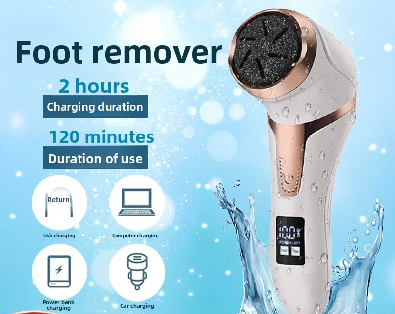 

Электрическая пилка для ног, средство для удаления мозолей, водонепроницаемый инструмент для удаления омертвевшей кожи, педикюрный инструмент с поглощением пыли