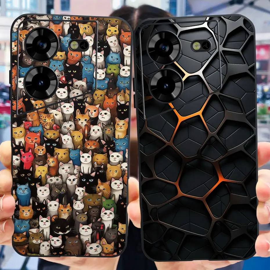 For Tecno Pova 5 LH7n Cool Dragon Pattern Phone Case For Tecno Pova5 4G Soft TPU Black Silicone Cases