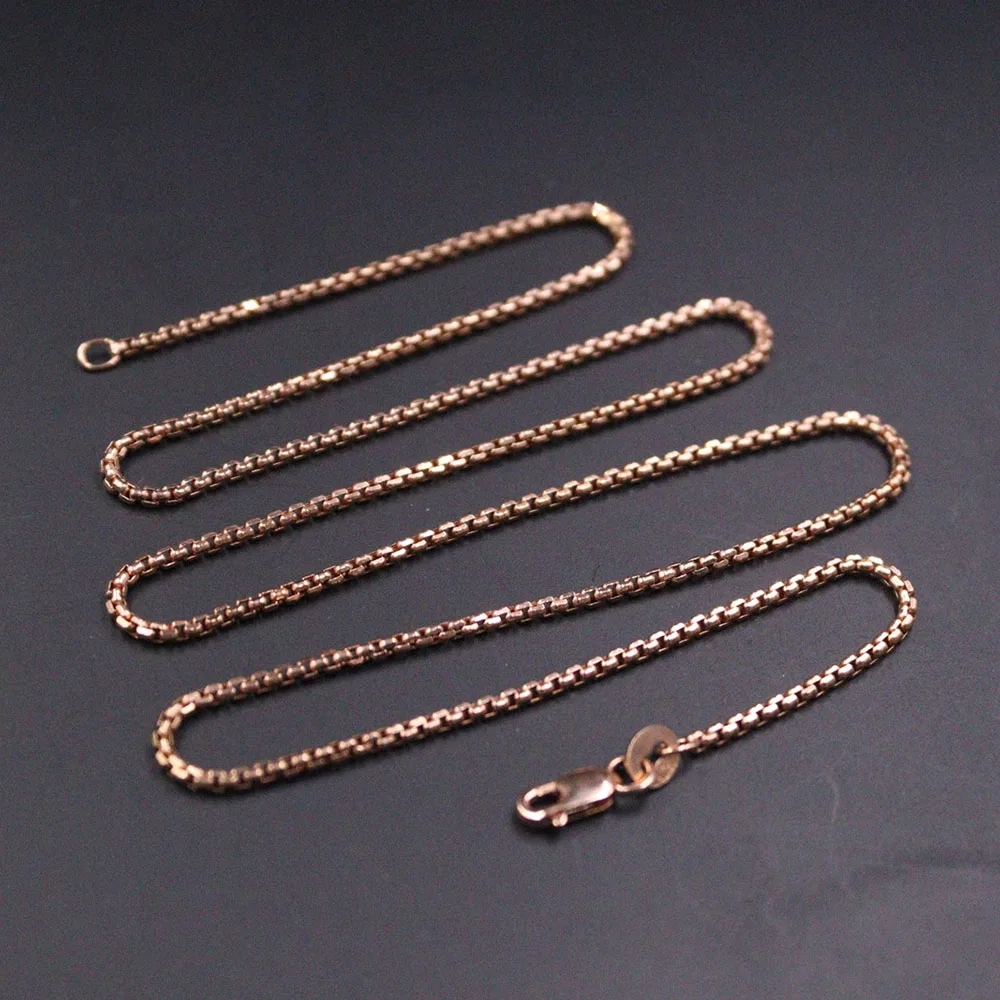 Pure Solid 18K Rose Gold Chain Women BoxLink Necklace 20inch  4.3-4.5g