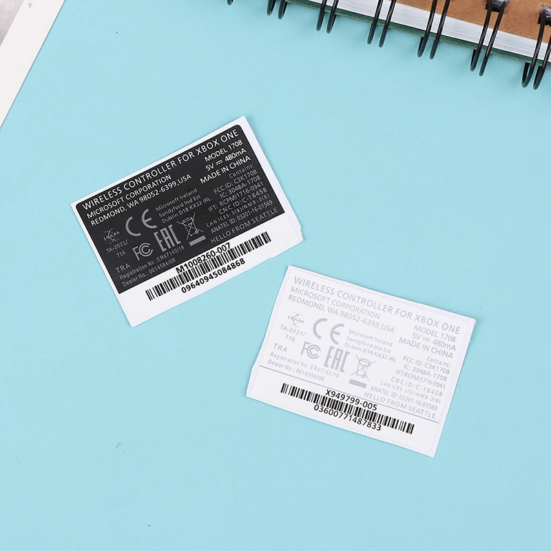 2 pezzi nero/bianco Gamepad Label Seals Back Sticker per Xbox One Slim Wireless Game Controller maniglia tag Paster