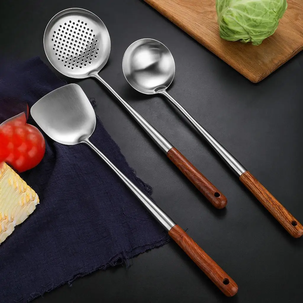 Набор инструментов Wok Ladle, практичная деревянная ручка, подарок для любителей кулинарии, посуда