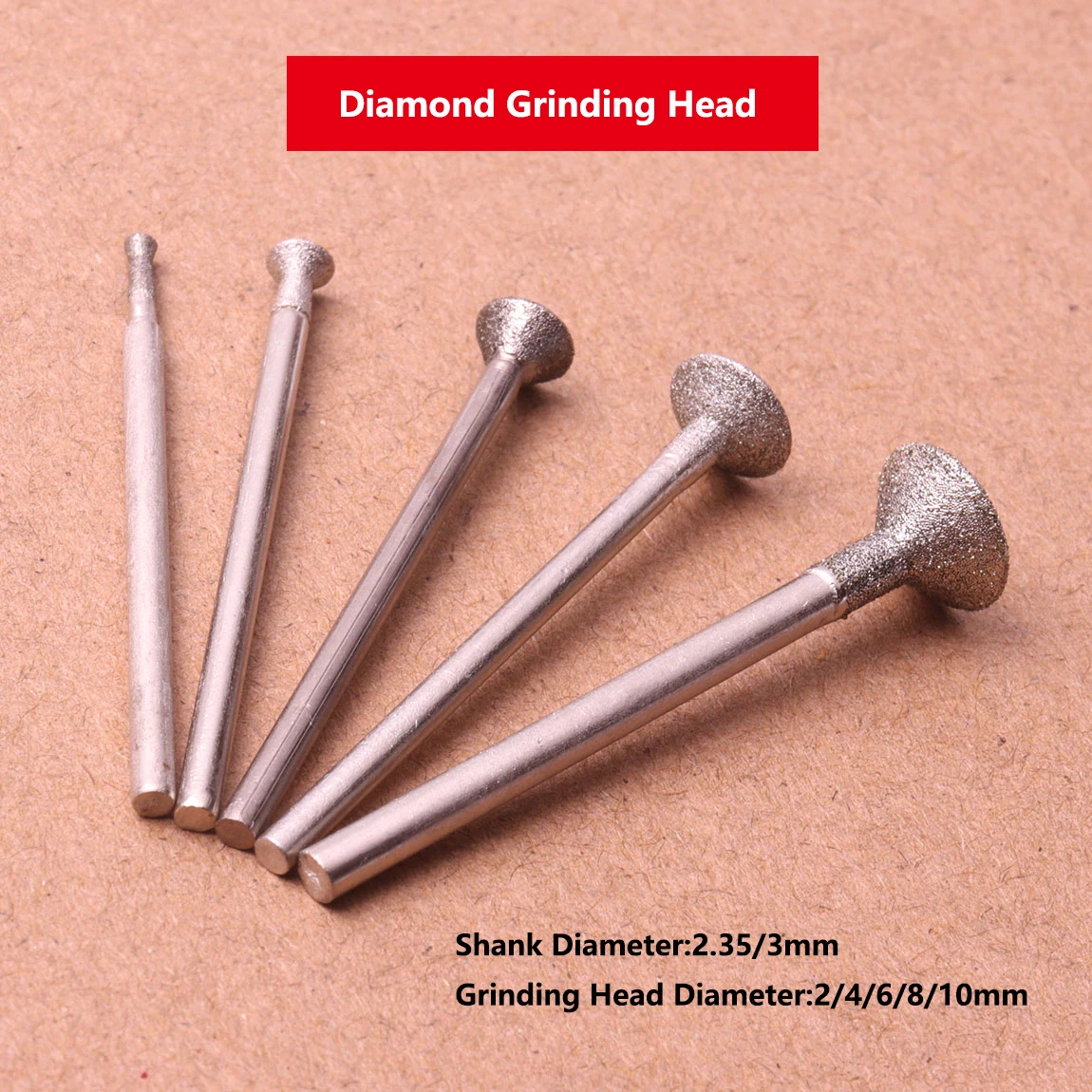 

10Pcs Diamond Abrasive Burr Grinding Bits Abrasive Head for Stone Jade Carving Polishing Engraving Tools Dremel Accesories