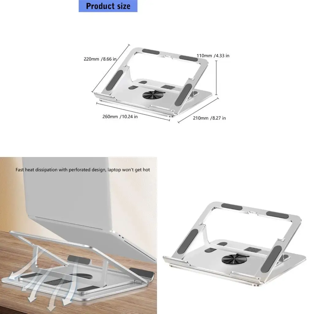 Foldable 360° Rotatable Aluminum Alloy Notebook Stand Multi Height Angle Adjustable Portable Laptop Cooling Riser Desk Accessori