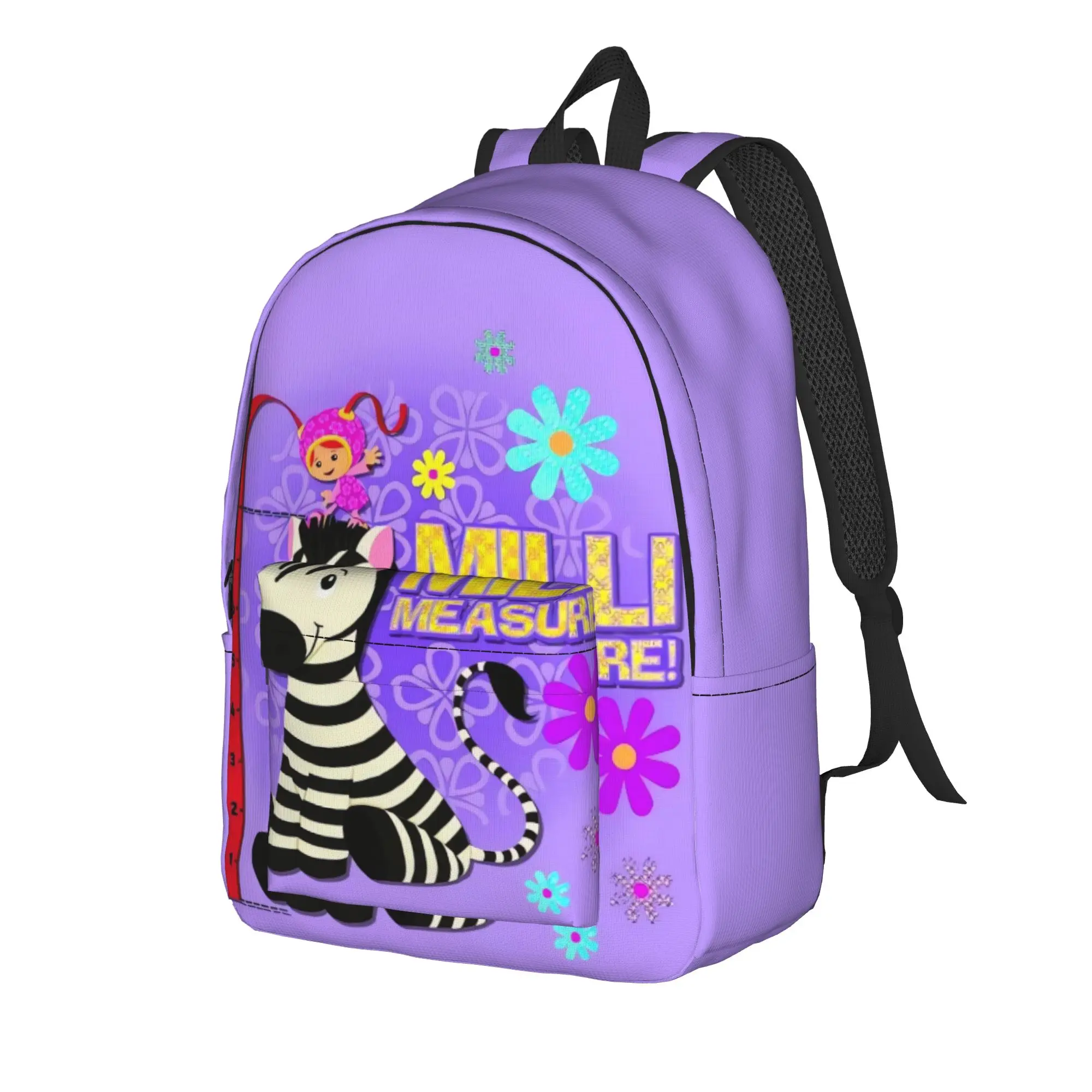 Purple Zebra Milli Team Umizoomi Backpack  Travel Backpacks Student Designer Large High School Bags Kawaii Rucksack