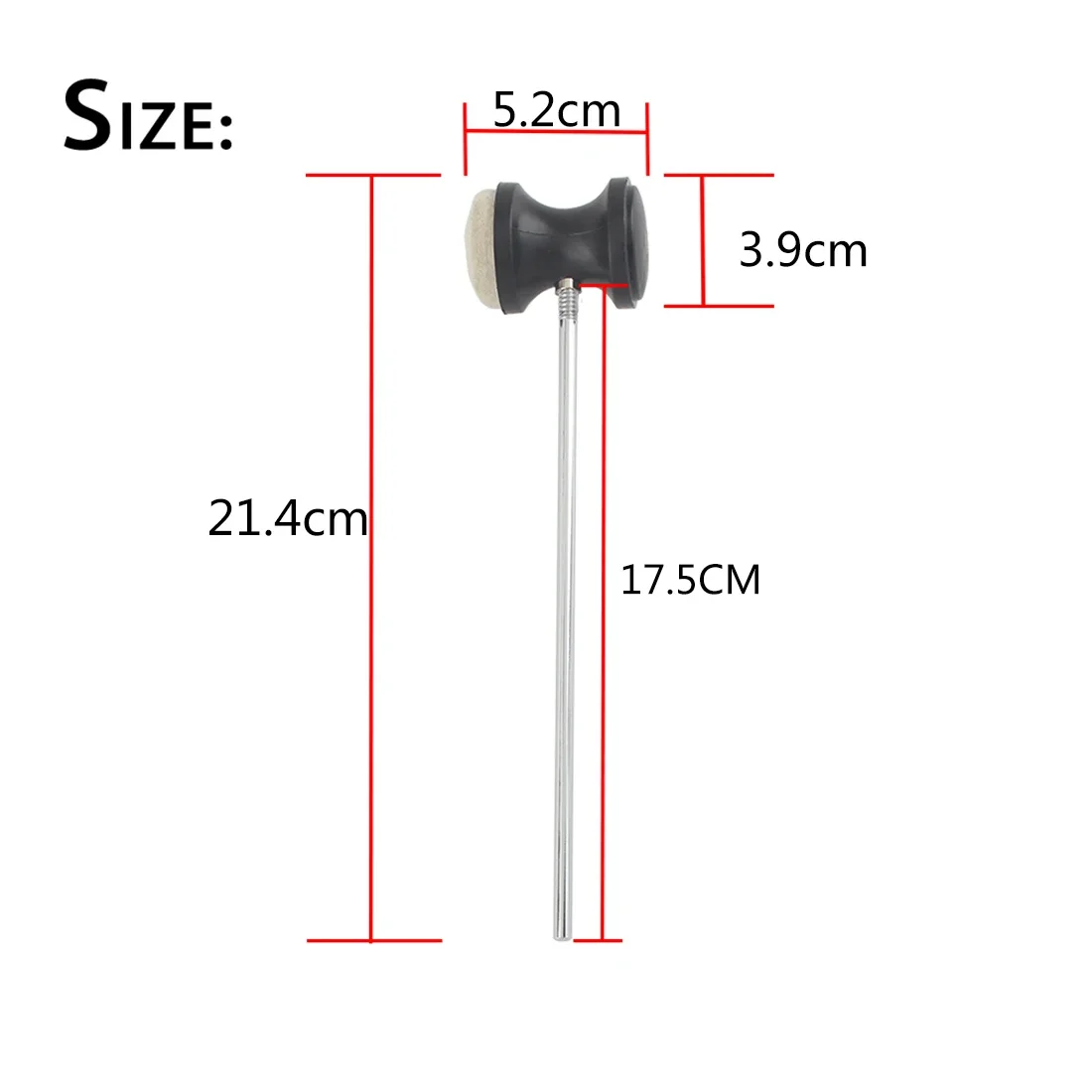 IRIN Bass Drum Pedal Stainless Steel Shaft Felt Head Beater Hammer Mallet Kick Percussion Instrument Accessory Parts Jazz Drum