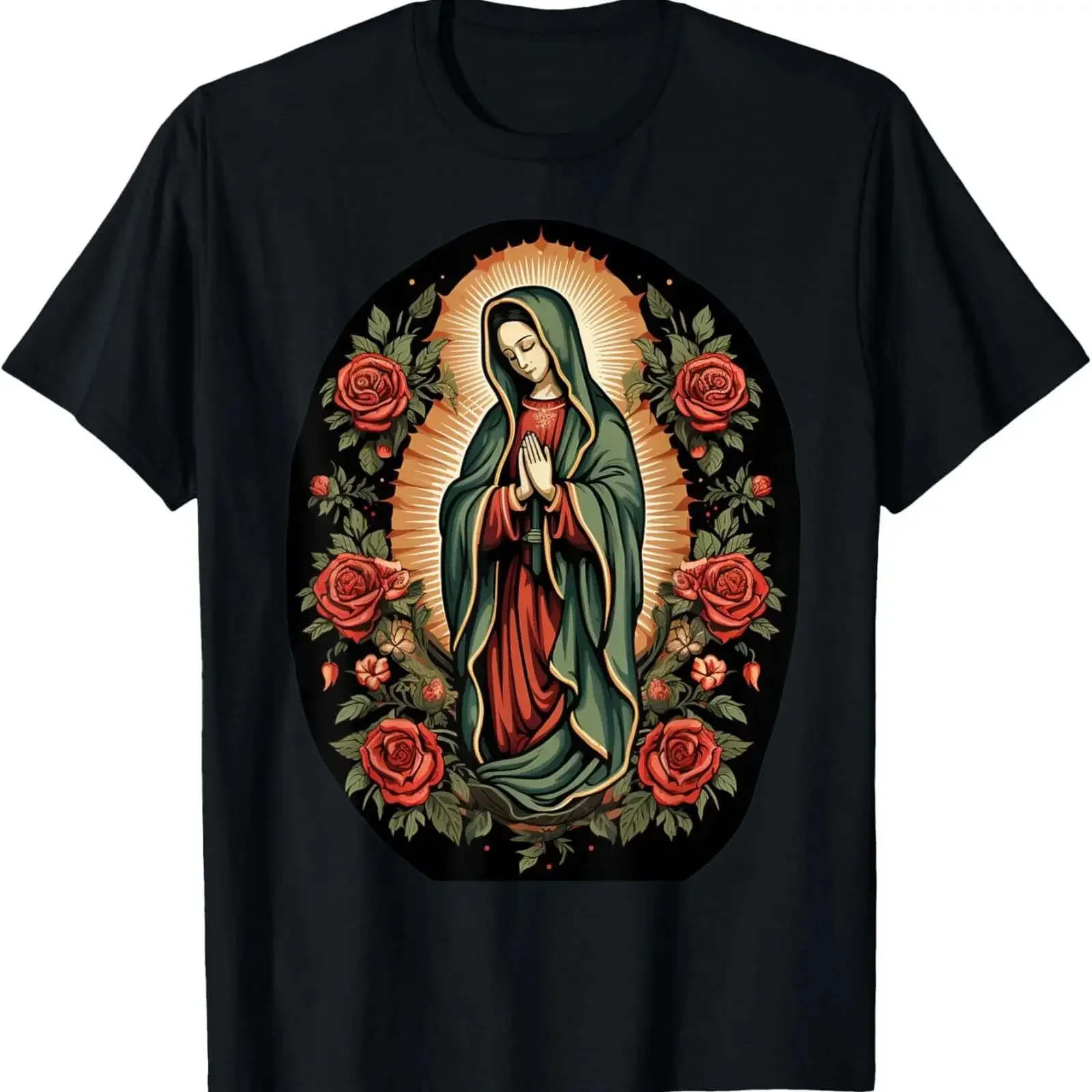 New Limited Our Lady of Guadalupe Sant Mary For Christians Catholics T Shirt vintage Washed Slightly Top For Everyday Wear