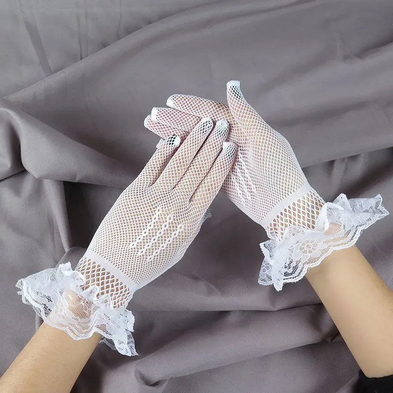 Wedding accessories white gloves cheap bridal gloves woman wrist length finger mesh gloves high quality cheap wholesale gloves